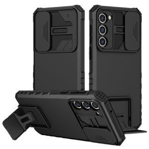 For Samsung S24 FE Easy Viewing Kickstand Camera Protection Hybrid Case Cover - Black