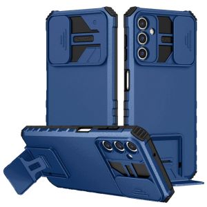 For Samsung S25 Easy Viewing Kickstand Camera Protection Hybrid Case Cover - Blue