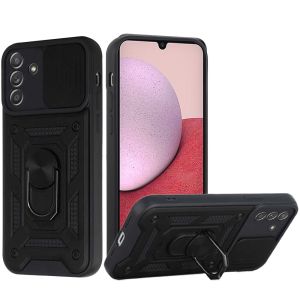 For Samsung A14 5G ELITE Camera Push Magnetic Ring Stand Hybrid Case Cover - Black