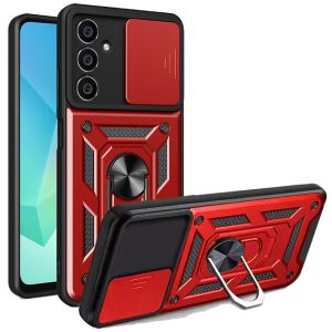 For Samsung A16 5G ELITE Camera Push Magnetic Ring Stand Hybrid Case Cover - Red
