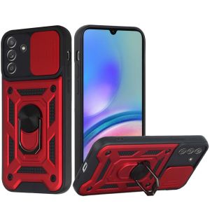 For Samsung Galaxy A05s ELITE Camera Push Magnetic Ring Stand Hybrid Case Cover - Red