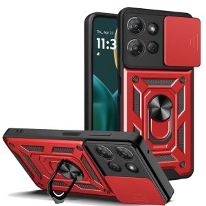 For Moto G Stylus 5G 2025 ELITE Camera Push Magnetic Ring Stand Hybrid Case Cover - Red