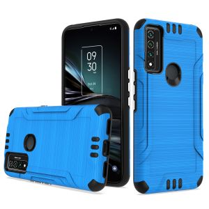 For TCL 4X (T601DL) Metallic Brushed Hybrid w/ Magnetic Mount Capability - Blue/Black