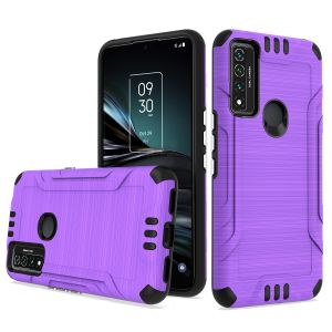 For TCL 4X (T601DL) Metallic Brushed Hybrid w/ Magnetic Mount Capability - Dark Purple/Black