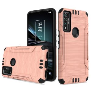 For TCL 4X (T601DL) Metallic Brushed Hybrid w/ Magnetic Mount Capability - Rose Gold/Black
