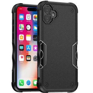 For iPhone 16 6.1 inch Exquisite Tough Shockproof Hybrid Case Cover - Black