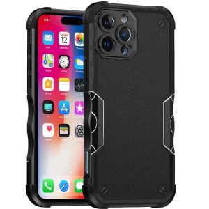 For iPhone 16 Pro 6.3 inch Exquisite Tough Shockproof Hybrid Case Cover - Black