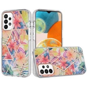 For Samsung A23 5G Floral IMD Chrome Design Shockproof Hybrid Case Cover - Foral F