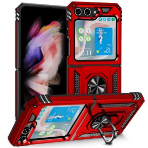 For Samsung Galaxy Z Flip 5 Magnetic Ring Kickstand Hybrid Case Cover - Red
