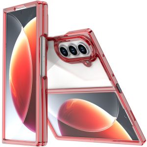 For Samsung Z Fold 7 Transparent Hybrid Shockproof Case Cover - Red