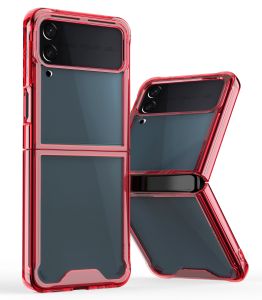 For Samsung Z Flip 6 Flip Transparent Hybrid Shockproof Case Cover - Red