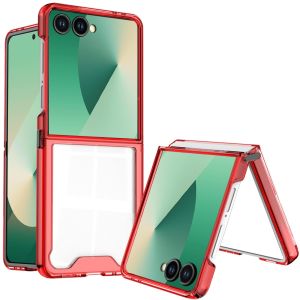 For Samsung Z Flip 7 Transparent Hybrid Shockproof Case Cover - Red