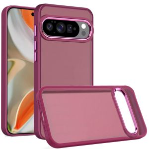 For Google Pixel 10 Pro XL Finest Transparent Thick Acrylic Hybrid Metal Buttons Cover Case - Burgundy