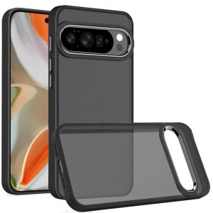 For Google Pixel 10 Pro XL Finest Transparent Thick Acrylic Hybrid Metal Buttons Cover Case - Black