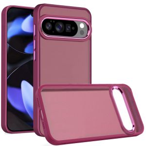 For Google Pixel 10/10 Pro Finest Transparent Thick Acrylic Hybrid Metal Buttons Cover Case - Burgundy