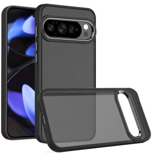 For Google Pixel 10/10 Pro Finest Transparent Thick Acrylic Hybrid Metal Buttons Cover Case - Black
