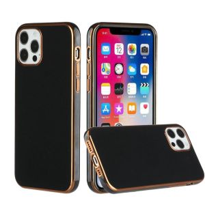 For iPhone 14 PLUS Electroplated Fashion Solid Color TPU Case Cover - Black