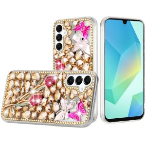 For Samsung A16 5G Full Diamond with Ornaments Case Cover - Gold Exquisite Garden