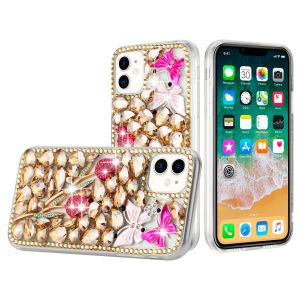 For Samsung Galaxy s24 Plus Full Diamond with Ornaments Case Cover - Gold Exquisite Garden