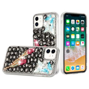 For Apple iPhone 11 (XI6.1) Full Diamond with Ornaments Case Cover - Smoke Exquisite Garden