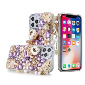 For Apple iPhone 11 (XI6.1) Full Diamond with Ornaments Case Cover - Ultimate Multi Ornament Purple