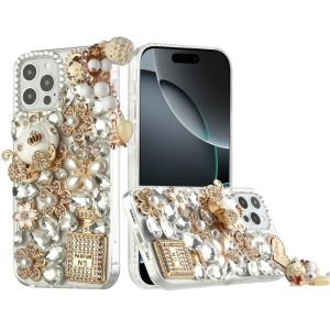 For iPhone 16 Pro Max 6.9 inch Full Diamond with Ornaments Hard TPU Case Cover - Ultimate Multi Ornament
