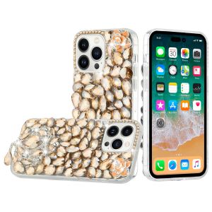 For iPhone 15 Pro Jewel Full Diamond Bling Case Cover - Gold