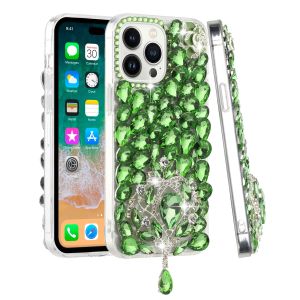 For Apple iPhone 14 PRO 6.1" Jewel Full Diamond Bling Case Cover - Green
