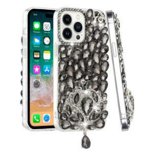 For Apple iPhone 14 PRO 6.1" Jewel Full Diamond Bling Case Cover - Smoke