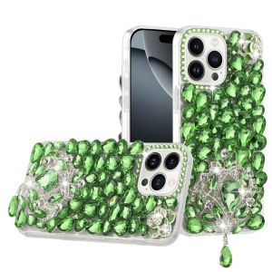 For iPhone 16 Pro Max 6.9 inch Jewel Full Diamond Bling Case Cover - Green