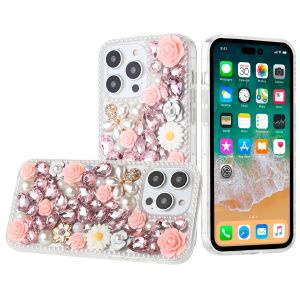 For Samsung Galaxy s24 Ultra Rose Flower Full Diamond Bling Stones - Pink