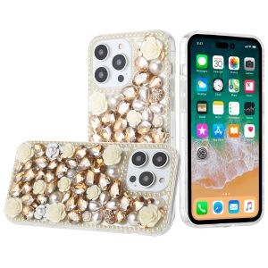 For Apple iPhone 11 (XI6.1) Rose Flower Full Diamond Bling Stones - Yellow