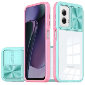 For Motorola Moto G Stylus 5G 2024 Fusion Transparent Clear Hybrid Case Cover - Pink/Blue
