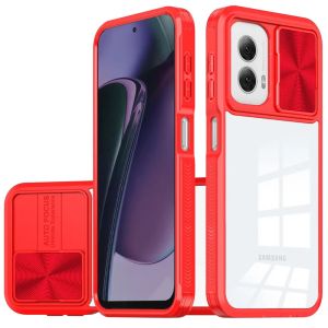 For Motorola Moto G Stylus 5G 2024 Fusion Transparent Clear Hybrid Case Cover - Red