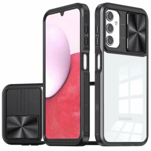 For Samsung A14 5G Fusion Transparent Clear Hybrid Case Cover - Black