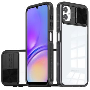 For Samsung A05 Fusion Transparent Clear Hybrid Case Cover - Black