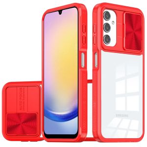 For Samsung A25 5G Fusion Transparent Clear Hybrid Case Cover - Red