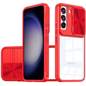 For Samsung s23 FE 5G Fusion Transparent Clear Hybrid Case Cover - Red