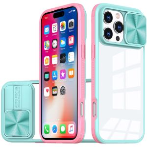 For iPhone 16 Pro 6.3 inch Fusion Transparent Clear Hybrid Case Cover - Pink/Blue