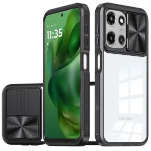 For Motorola Moto G Power 5G 2025 Fusion Transparent Clear Hybrid Case Cover - Black