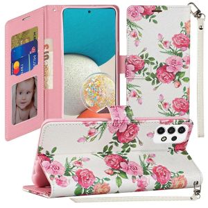 For TCL ION Z Vegan Design Wallet ID Card Case Cover - Roses Bouquet