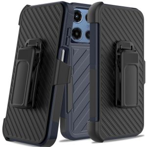 For Motorola Moto G 5G 2025 Noble lined shockproof dual layer hybrid (With Clip) - Blue/Black