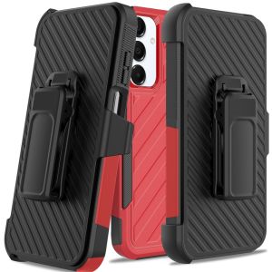 For Samsung A16 5G Noble lined shockproof dual layer hybrid with Holster - Red/Black
