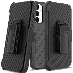 For Samsung Galaxy A36 Noble lined shockproof dual layer hybrid (With Clip)- Black/Black