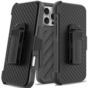 For iPhone 16 Pro Max 6.9 inch Noble lined shockproof dual layer hybrid - Black/Grey