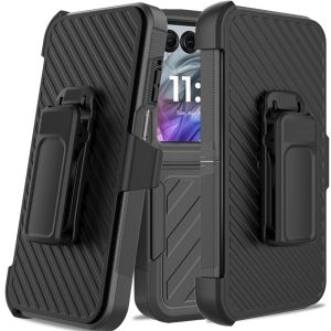 For Motorola Razr 2025 2024 Noble lined shockproof dual layer hybrid With Holster - Black/Black