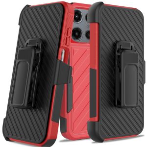 For Motorola Edge 2025 Noble lined shockproof dual layer hybrid - Red/Black