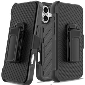 For iPhone 16 Plus inch Noble lined shockproof dual layer hybrid - Black/Black