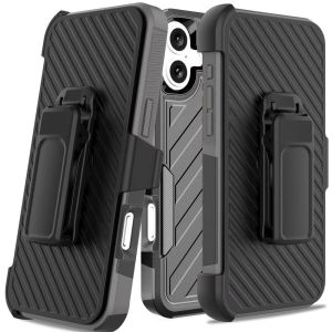 For iPhone 16 Plus inch Noble lined shockproof dual layer hybrid - Black/Grey