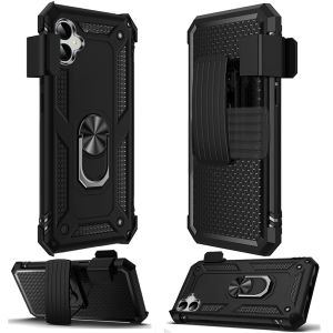 For Samsung A06 Holster Magnetic Ringstand Clip Cover Case - Black